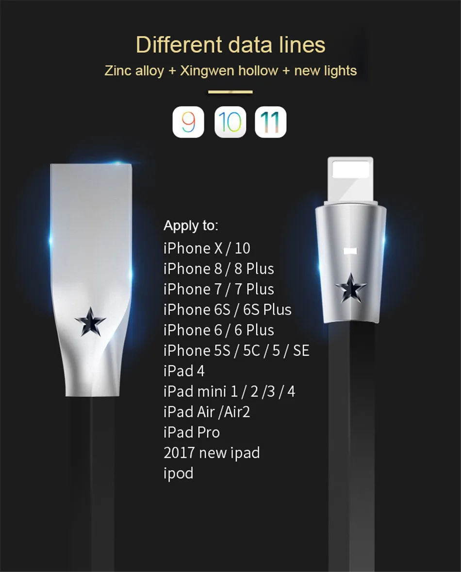 !ACCEZZ USB Charger Cable Fast Charging For iPhone X 10 8 7 6 5 Plus For iPad Mini IOS 9 10 11 Phone Lighting Charge Cables 1 (7)