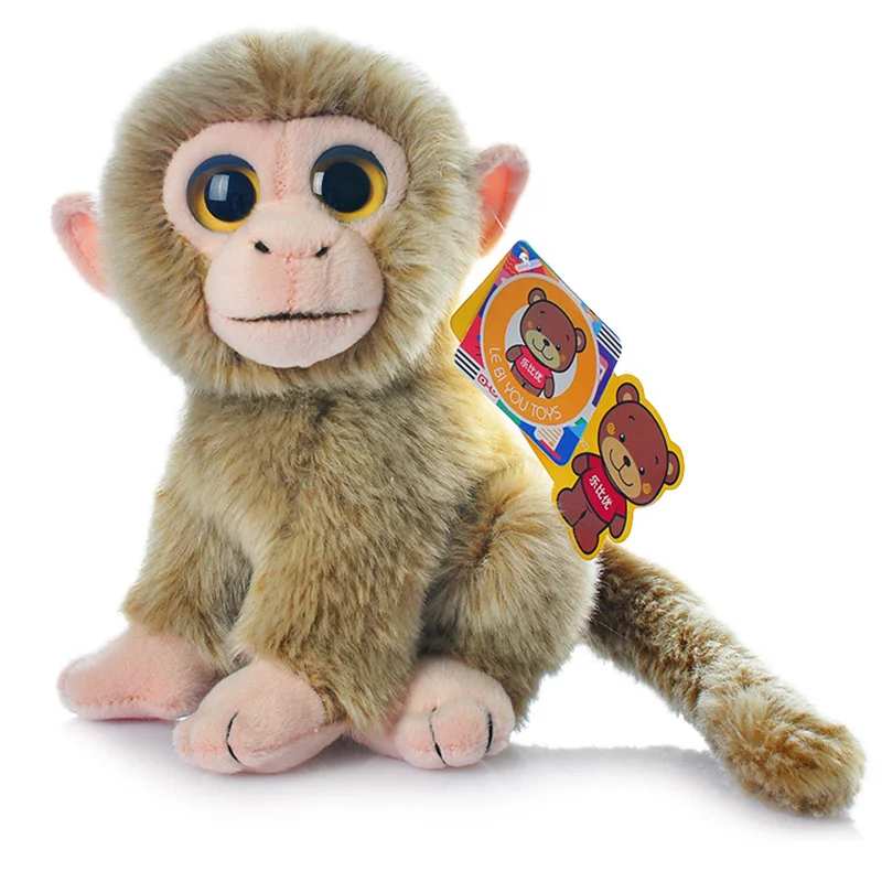 7" Lifelike Light Monkey Plush Toys Soft Sitting Big Eyed Monkey
