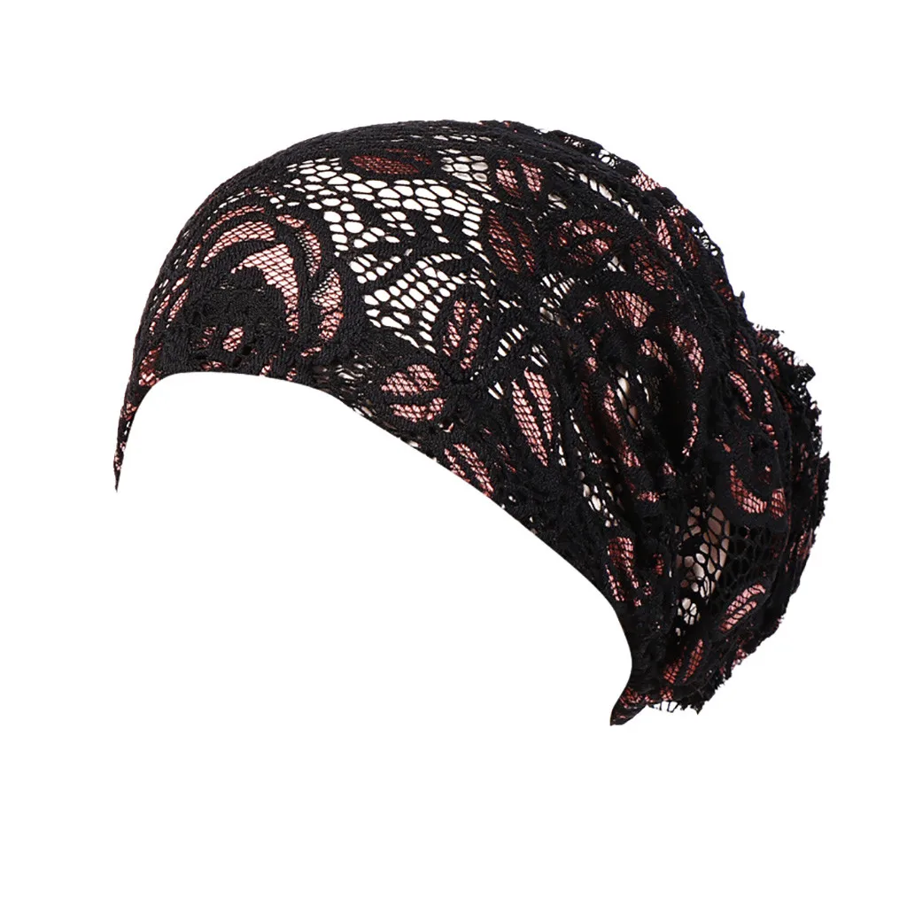 Шарфы для женщин мусульманские Кружева цветочные мусульманские оборки раком химиотерапия шляпа шапочка-тюрбан голова шапочка W625