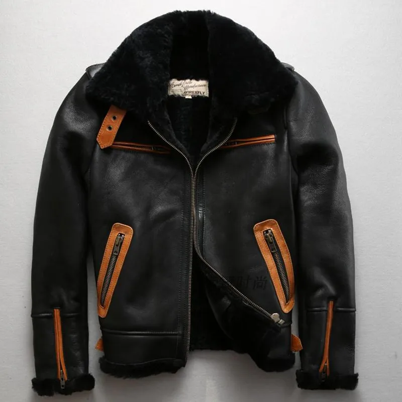 Popular Mens Black Leather Bomber Jacket-Buy Cheap Mens Black ...