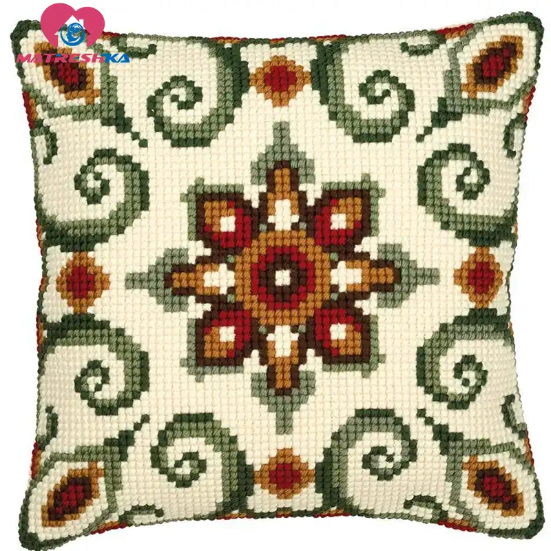 Cross Stitch Pillow Cover Cross Stitch Patterns Dmc Counted Mandala Diy Cushions Cross Stitch Canvas Printed Needlework Sets Package Aliexpress