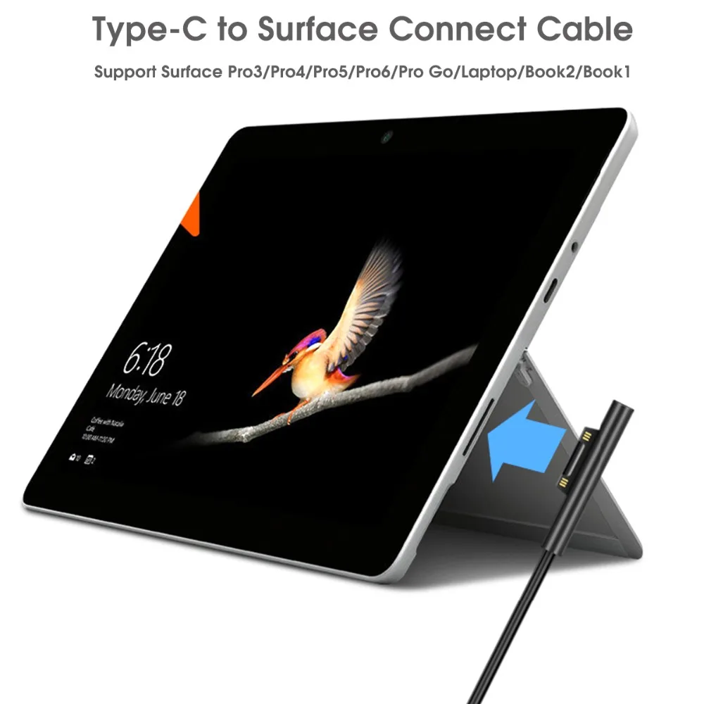 USB-C зарядный кабель для microsoft поверхности ноутбука поверхность книга 2 Surface Pro 6/Pro 5/Pro 4/Pro 3 6ft/1,5 м Surfac