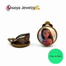 Glow В Dark Моана Серьги S & Y 2017 Новая Мода урожай Круглый Золото Серебро Медь Стекло Серьги Моана Женщины Ювелирные Изделия подарок