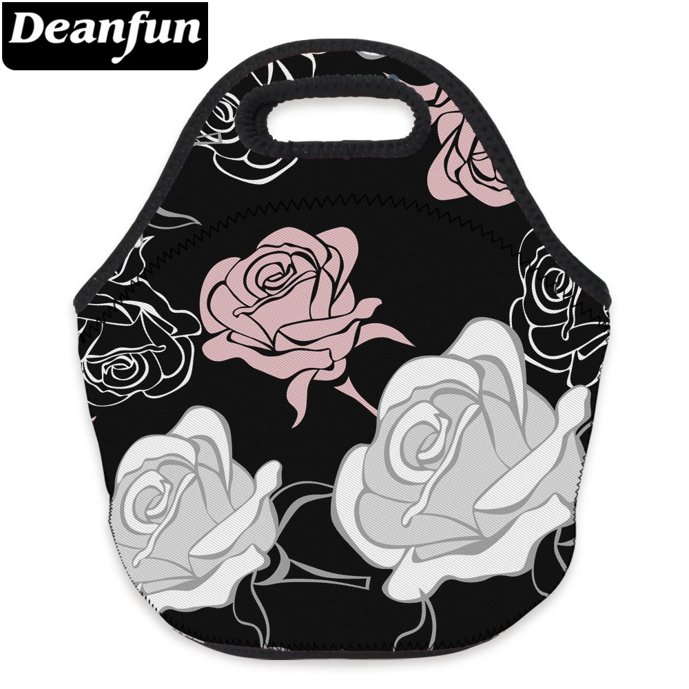 Deanfun 3D печатных розовом и черном цвете обед сумка из неопрена с молнией модные для