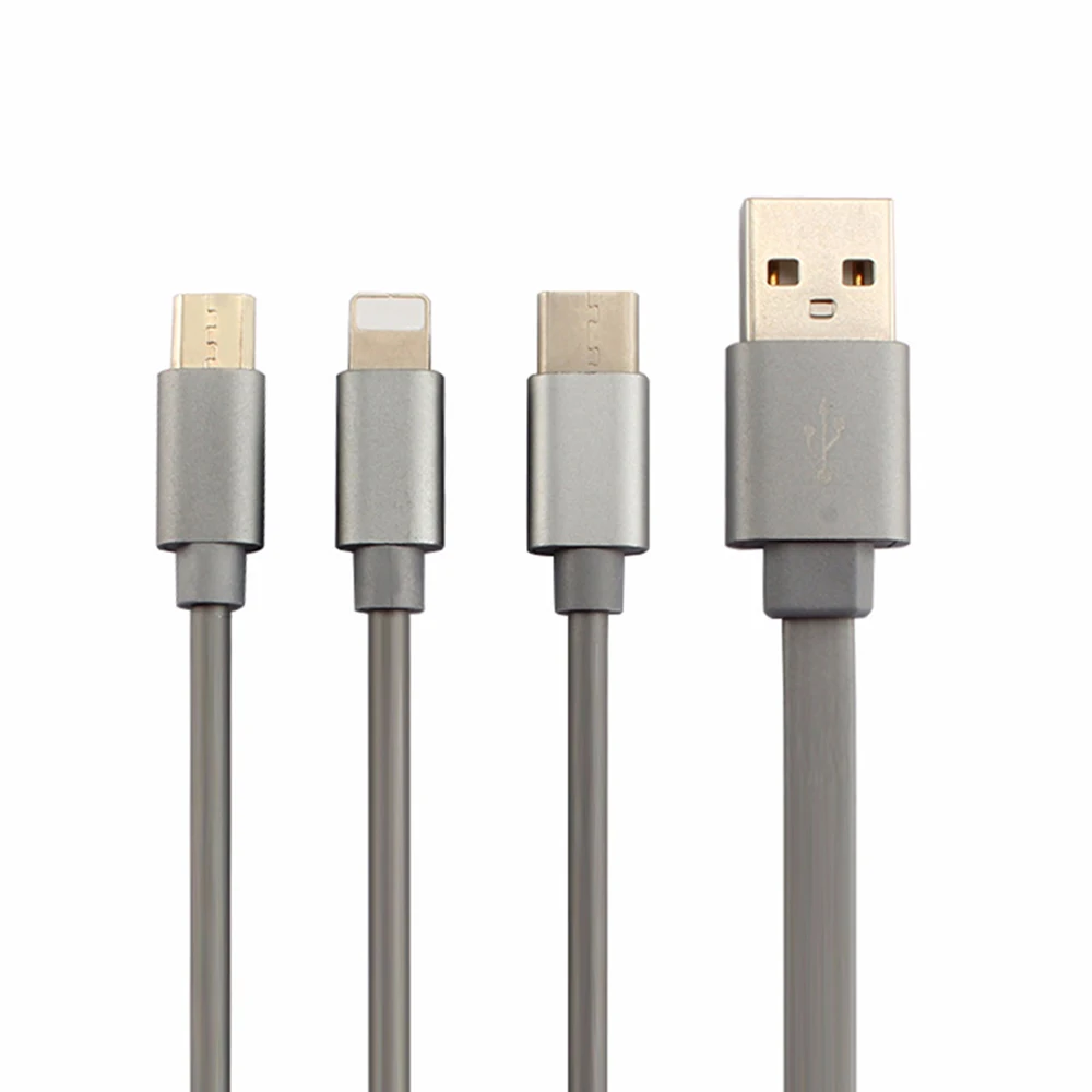 Выдвижной Мульти usb кабель для зарядки Micro usb type C Шнур для iPhone X 6 7 8 мобильный телефон кабель для зарядного устройства для samsung S9 xiaomi - Цвет: Silver grey