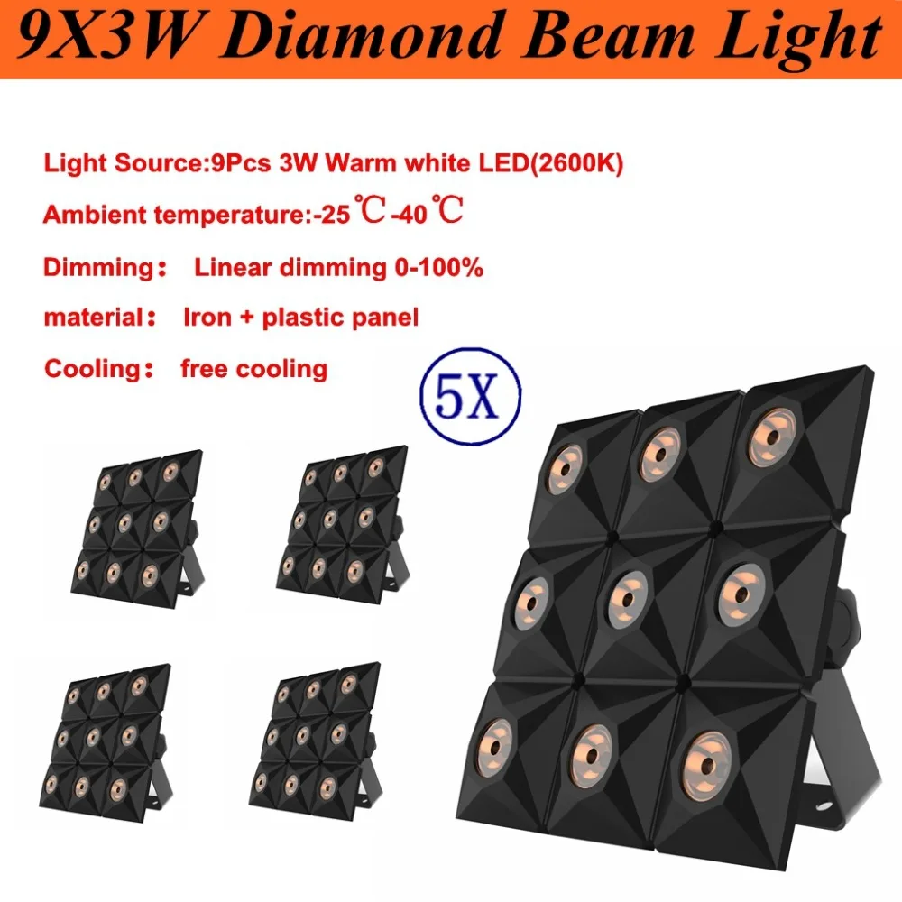 

5XLot 30W High Brightness LED Diamond Beam Lights 9X3W Warm White LED Matrix Light LCD Display Dj Disco Stage Lighting Projector