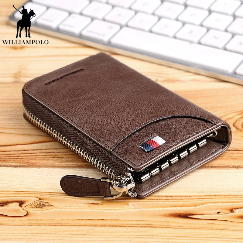 

WILLIAMPOLO 2019 Cow Leather Men Wallets Short Keys Purse Small Vintage Wallet Card Holder Pocket Purse Men Wallets PL309