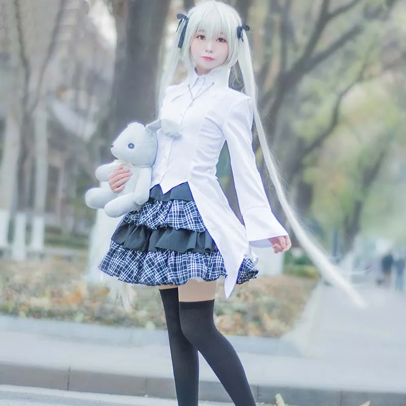 Аниме игра девушки маскарадный костюм kasugano Sora костюмы Yosuga no Sora в уединении(топ+ юбка+ носки+ крест ожерелье+ парик+ кролик