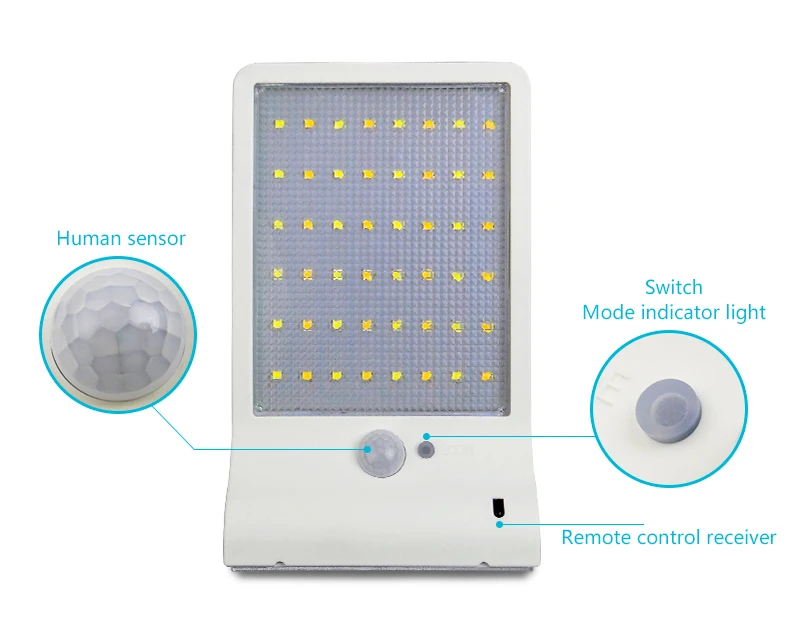 Remoto ao ar Iluminação com Pir Sensor de Movimento Quente à Prova Led de Controle Livre Parede Branco & Dlamp Água Jardim Rua Lâmpada Solar 48 Luz 4 48 led de controle remoto ao ar