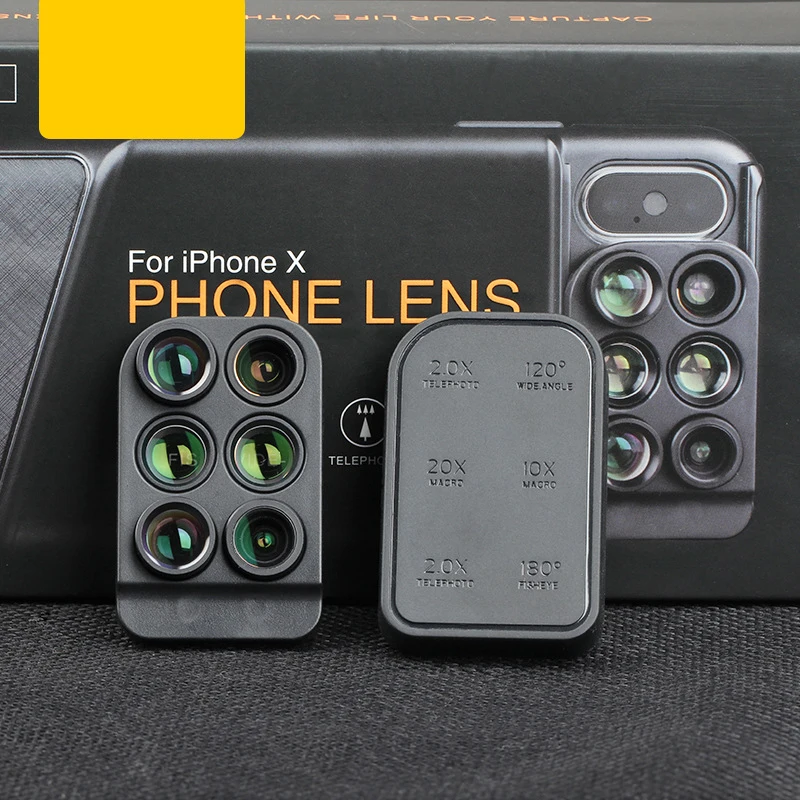 PHOLES 6 в 1 объектив с чехол для iphone X Xs XR Max Макро Рыбий глаз широкоугольный телеобъектив Bluetooth Чехлы для объективов 7 8 Plus