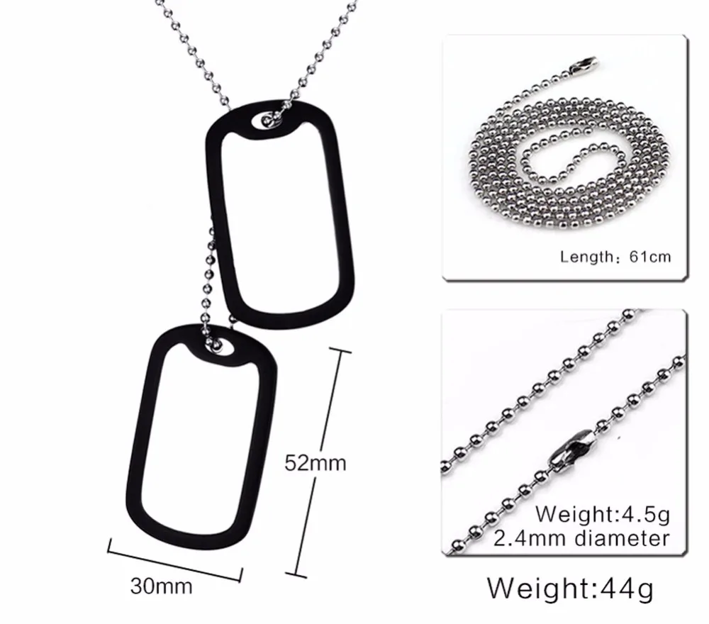 Mens Necklace Stainless Steel military double Dog tag Pendant 15