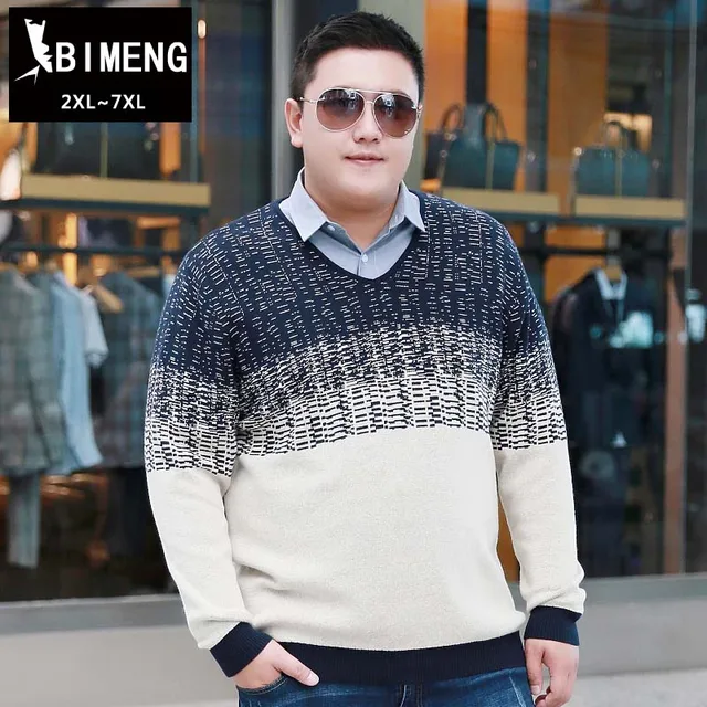 New fall men oversized sweaters fat fat people add fertilizer increased
