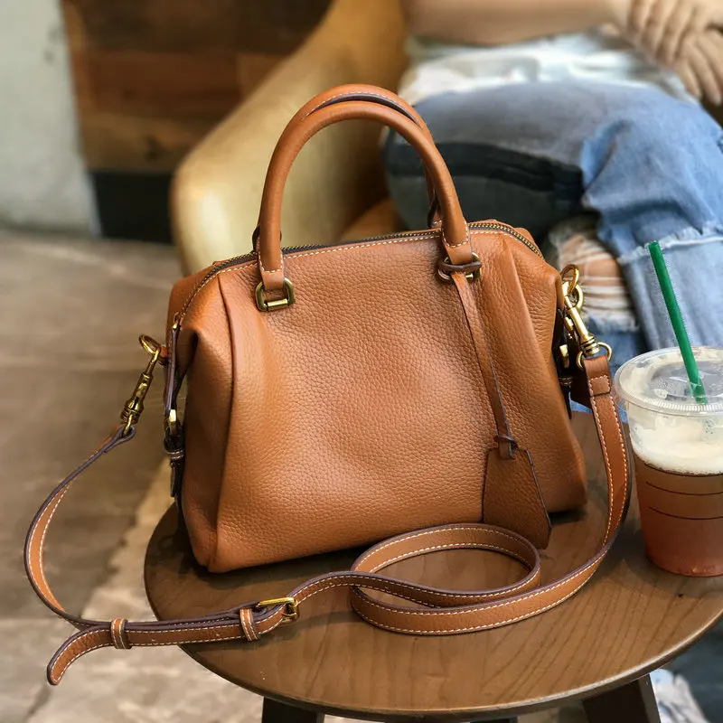 

Genuine Leather Bag Woman 2018 New Fashion Handbag Satchel Large Capacity Purse Messenger Shoulder Bag Cow Hide Boston Bag