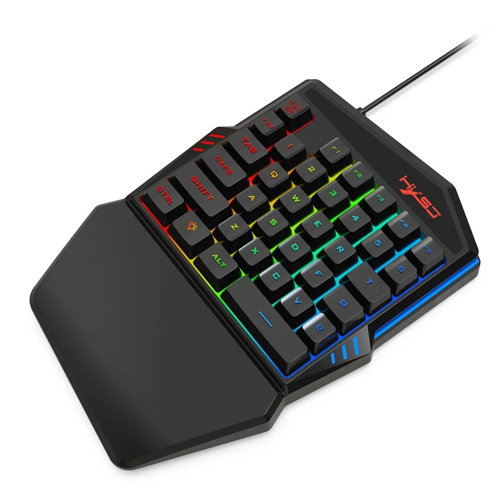 Портативные устройства для hxsj V100 эргономичная многоцветная подсветка с одной рукой игровая клавиатура Laptopfor Прямая поставка