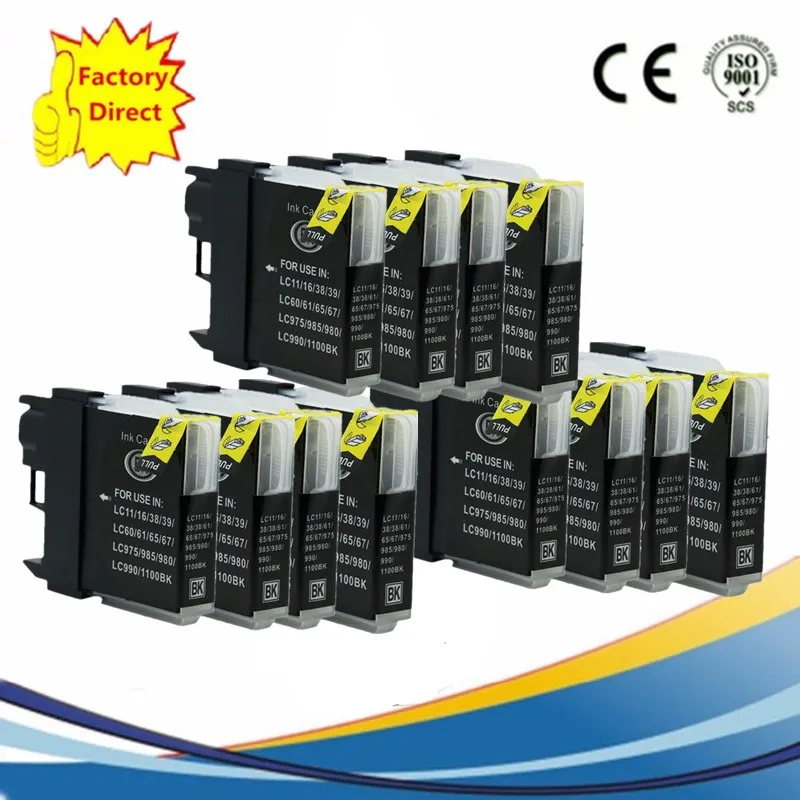 LC11 LC16 LC38 LC61 LC65 сменный картридж для принтера DCP-145C DCP-165C DCP-185C DCP-195C DCP-197C DCP-365CN для струйной печати - Цвет: 12BK