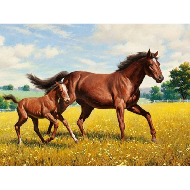 

YIKEE diamond painting horses square Handmade Needlework DIY Diamond Embroidery Mosaic Rhinestone Picture y1374