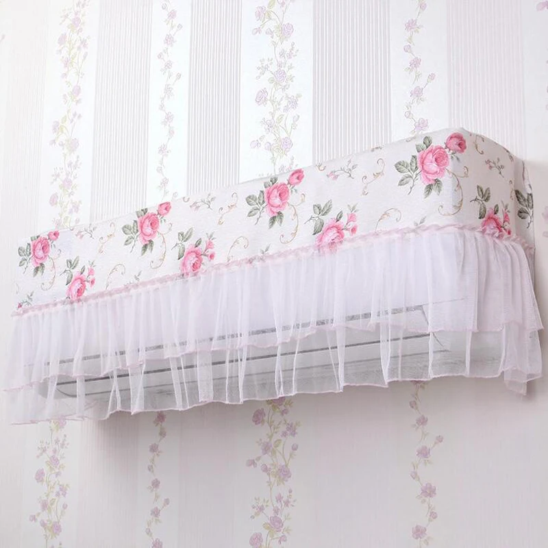1PC Convenient Pastoral Style Flower Lace Cloth Dust Proof Cover Hang Air Conditioner Cover Cozy Home 1PC Convenient Pastoral Style Flower Lace Cloth Dust Proof Cover Hang Air Conditioner Cover Cozy Home