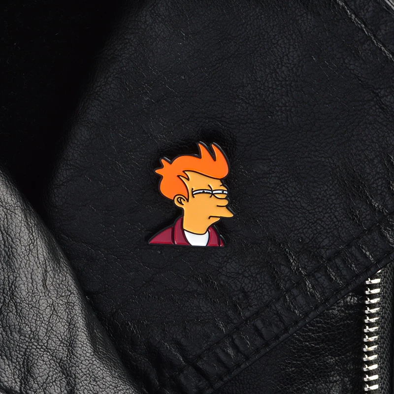 

Cartoon pins and brooches Futurama Philip J Fry Pin Brooches Leather Jackets Collar Bag Backpack Accessories Gift for kids