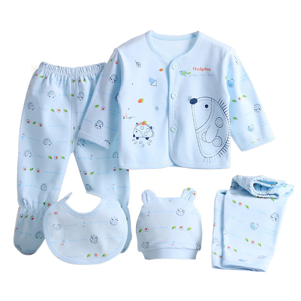Самый дешевый комплект одежды из 5 предметов для новорожденных, Комплект белья для малышей, г. Дышащая хлопковая детская шапка, комбинезон, 2 пары штанов