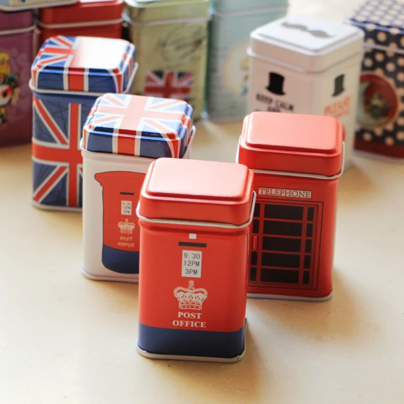 1 шт. модный почтовый ящик в лондонском стиле, флаг, телефонная будка, Свадебная коробка для конфет, железный оловянный чехол для хранения, Свадебная подарочная коробка