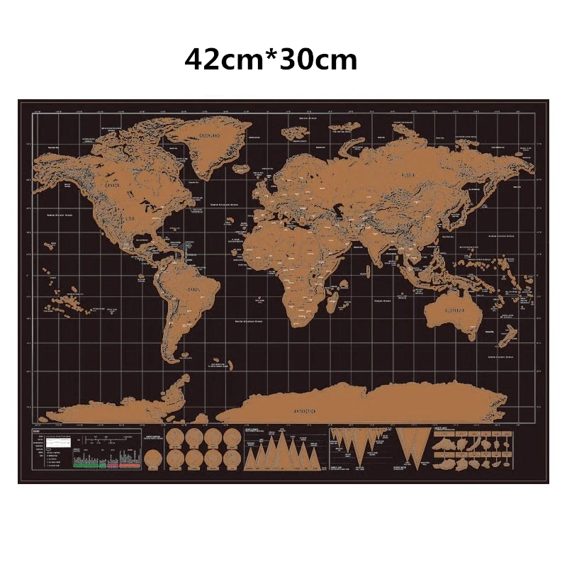 42*30 см Роскошная стираемая черная карта мира, Скретч Карта мира, персонализированная карта для путешествий, скретч для карты, украшение для дома, наклейка на стену