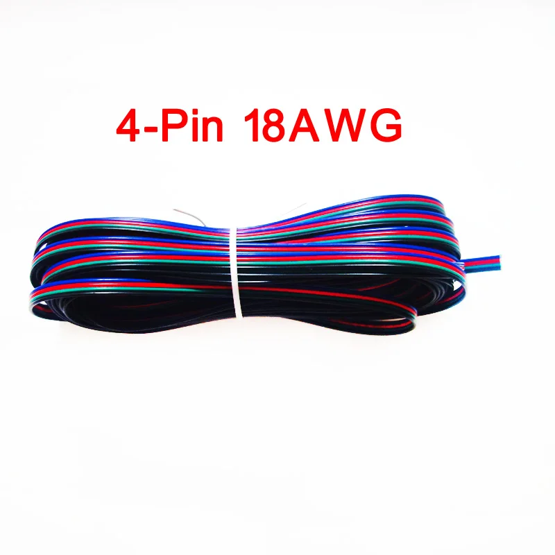 5 м 10 м 20 м 2Pin 3Pin 4Pin 5Pin 18AWG 20AWG 22AWG электрический провод кабель-удлинитель для Светодиодные ленты светильник - Цвет: 18AWG 4Pin