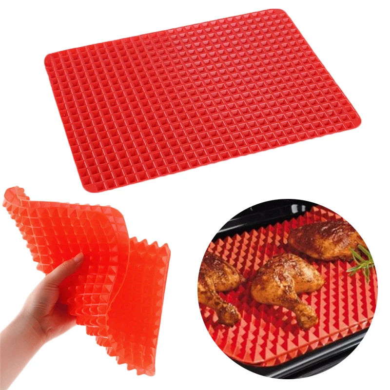 

2019 New Solid Pyramid Shape Without Stickiness Silicone Oven Mat Potholder High Temperature Resistance Barbecue Mat Baking Mat