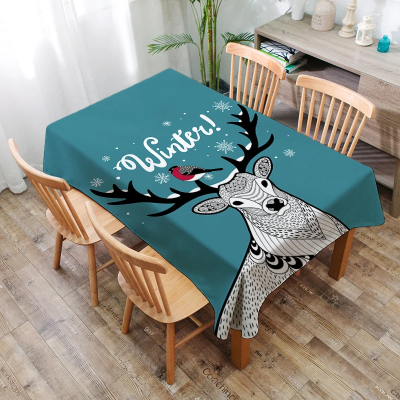 Factory direct new Christmas polyester printed fabric household decorative cloth tablecloth