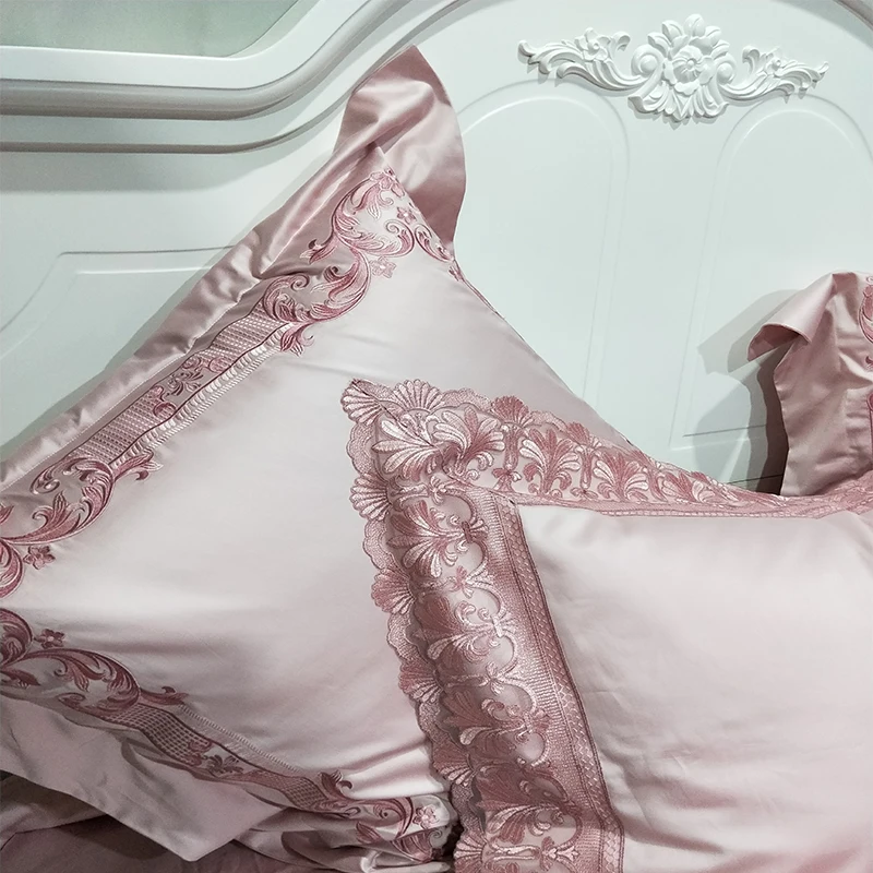 Золотой розовый 100S Египетский хлопок Роскошный Королевский Комплект постельного белья king queen размер пододеяльник с вышивкой постельное белье Комплект постельного белья