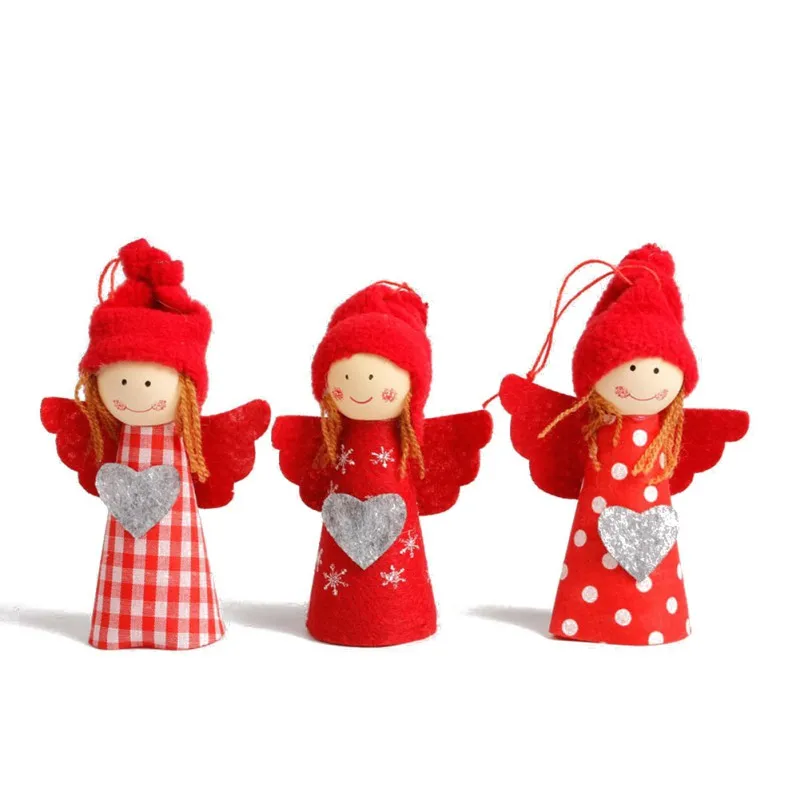 

3PCS/Set Cute Party Angel Girls Christmas Trees Hanging Decorations For Home Special Xmas Snowman Angel Ornament Mini Gift Dolls