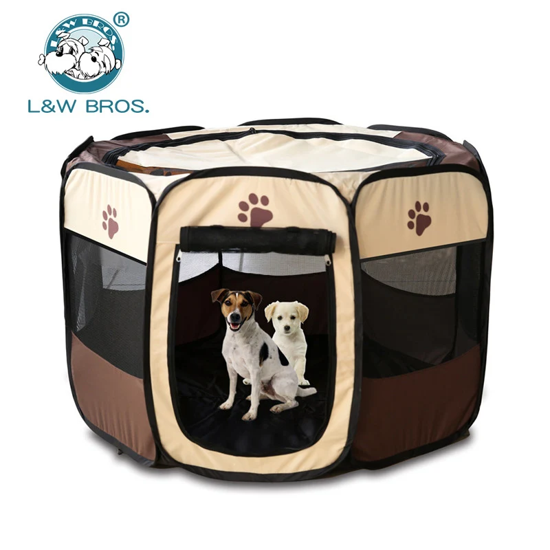 

Folding Portable Dog House Cage Pet Tent Dog Cat Tent Playpen Puppy Kennel Easy Operation Octagonal Fence Outdoor Supplies