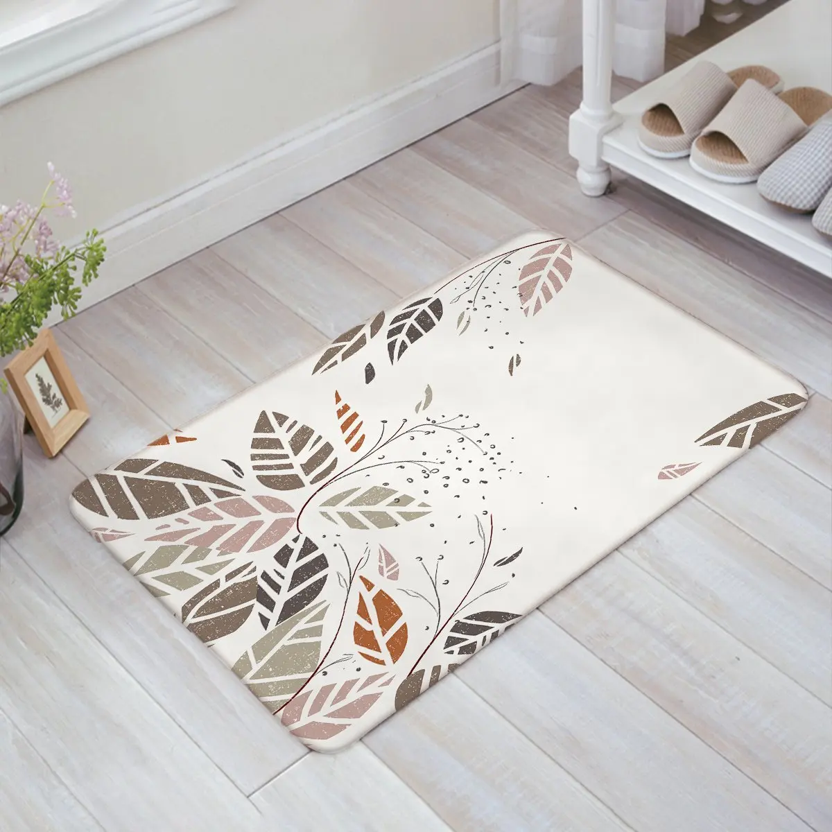 Retro Painted Leaves Doormat Entrance Mat Indoor/Outdoor Door Mats