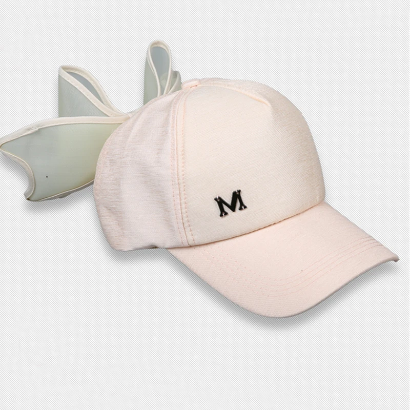 Big Bowknot Baseball Cap for Girl M mark Pink hat for Women Summer Adult Bow Caps Snapback Hip Hop Caps with a straight visor Women's Hats