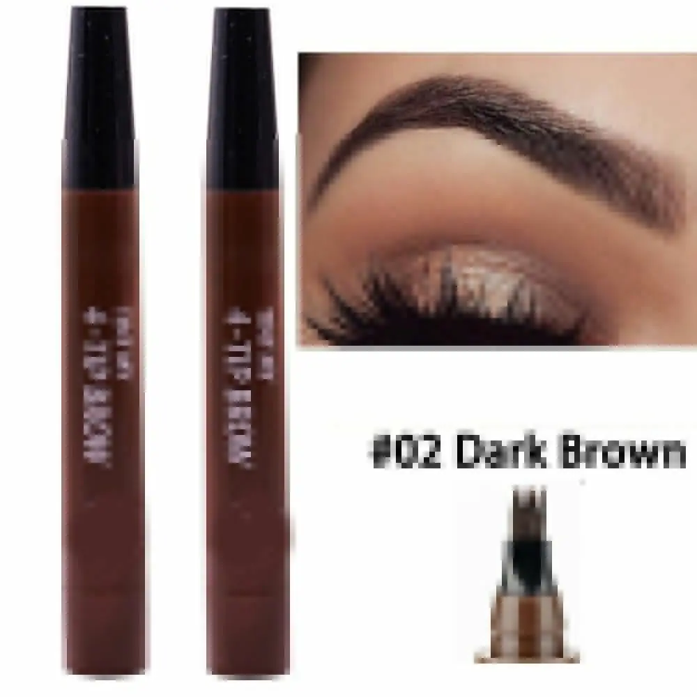 02 Dark Brown 5 цветов, 4 головки, хна для бровей, карандаш, микроблейдинг, тату-ручка для бровей Brwi, тени для бровей, косметика, Sourcil, карандаш для бровей, хна для бровей - Цвет: 02 Dark Brown