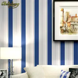 Beibehang papel де parede. Современные Серый белого и синего цвета в полоску стены Бумага ролл классический покрытия для стен Бумага для гостиной