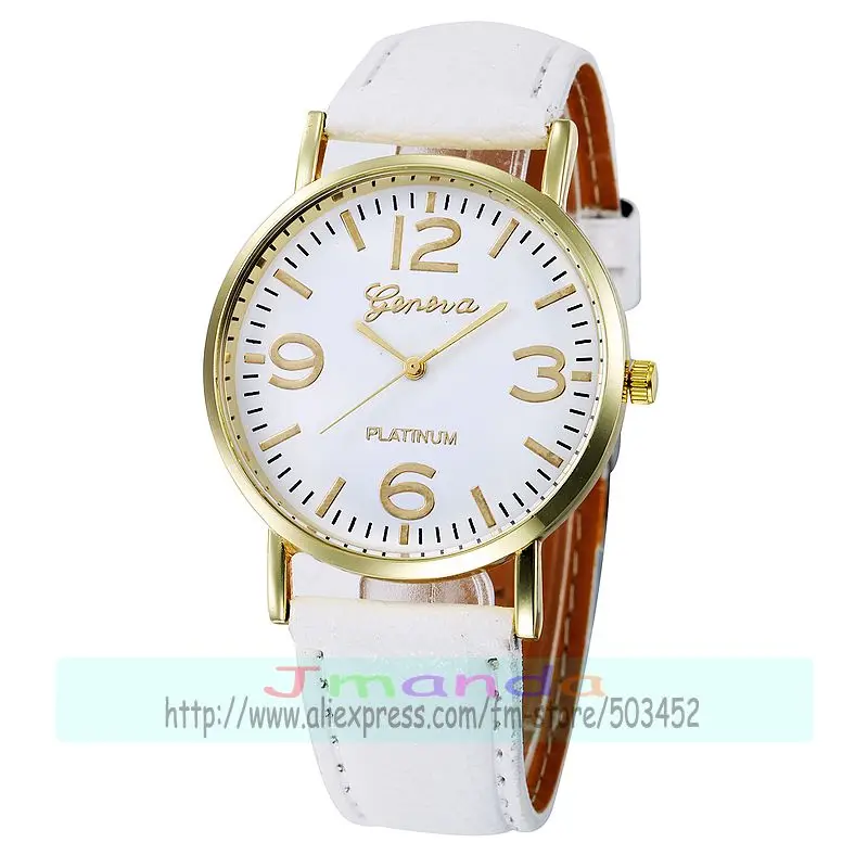 

100pcs/lot new arrival geneva leather watch gold case casual watch for unisex wholesale wristwatch wrap quartz hot selling clock