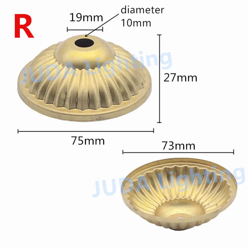 Медная металлическая крышка, латунная ламповая трубка, декоративная крышка M10, светильник с отверстием, декоративная фурнитура для люстры, светодиодный керамический светильник s - Цвет корпуса: R
