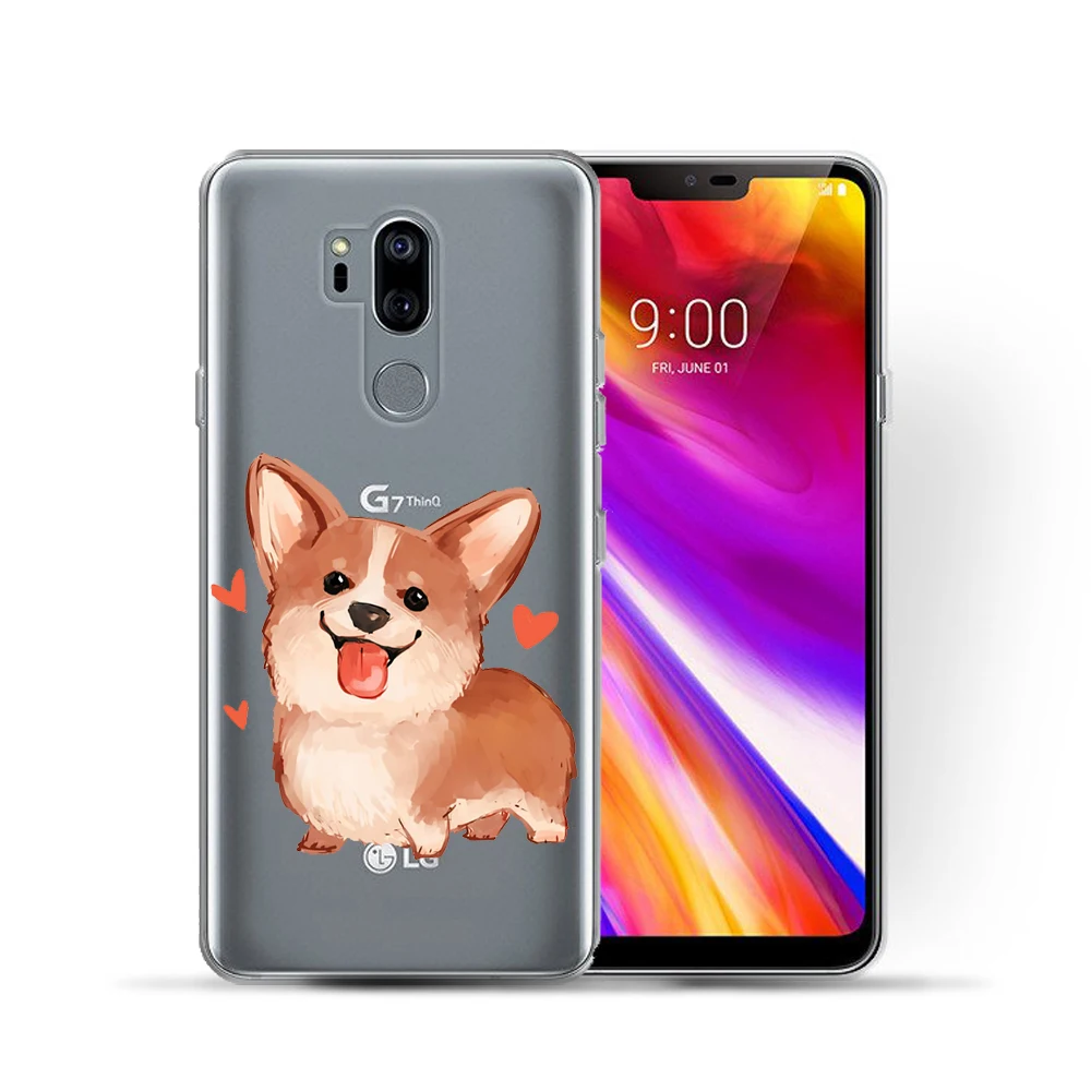 Забавный мягкий чехол из ТПУ с милым мультяшным котом для LG G7 6 1 дюйма прозрачный