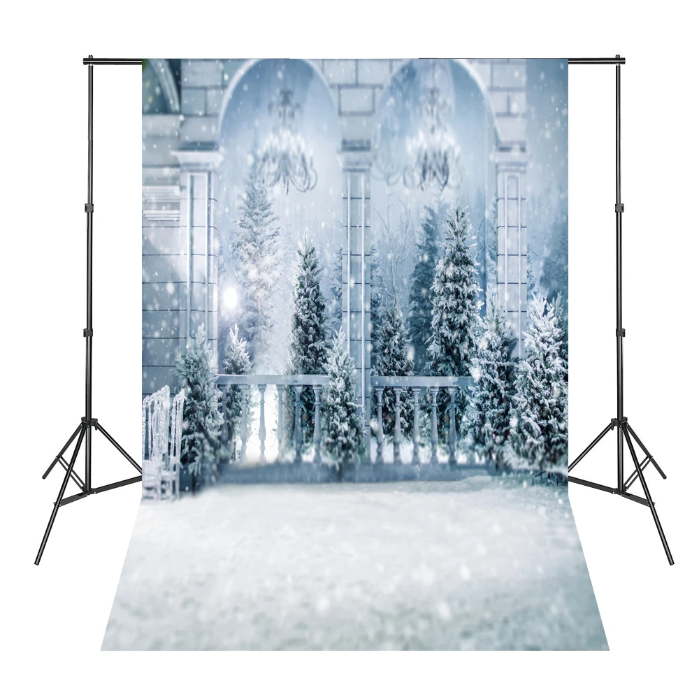 Рождественские фоны для фотосъемки снежные сосны фон студийный K 10223|christmas