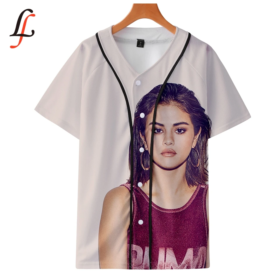 Женская бейсбольная Футболка с коротким рукавом Selena Gomez 3D harajuku летняя одежда