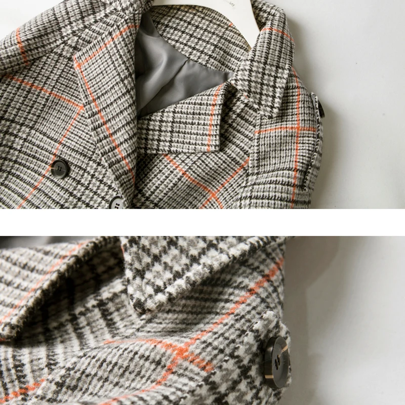 Winter Women outerwear 2018 Fashion New Plaid Long sleeves ladies coat double breasted loose High-end female woolen coat ll767 Winter Women outerwear 2018 Fashion New Plaid Long sleeves ladies coat double breasted loose High-end female woolen coat ll767