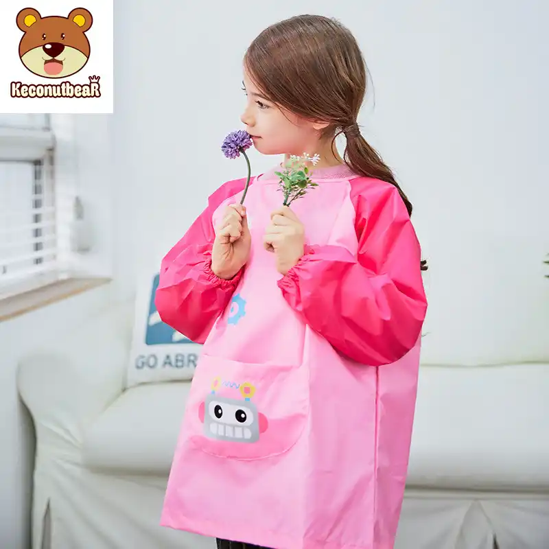 Baby Kids Child Long Sleeve Apron Weaning Feeding Drawing Paint Smock Craft Bib