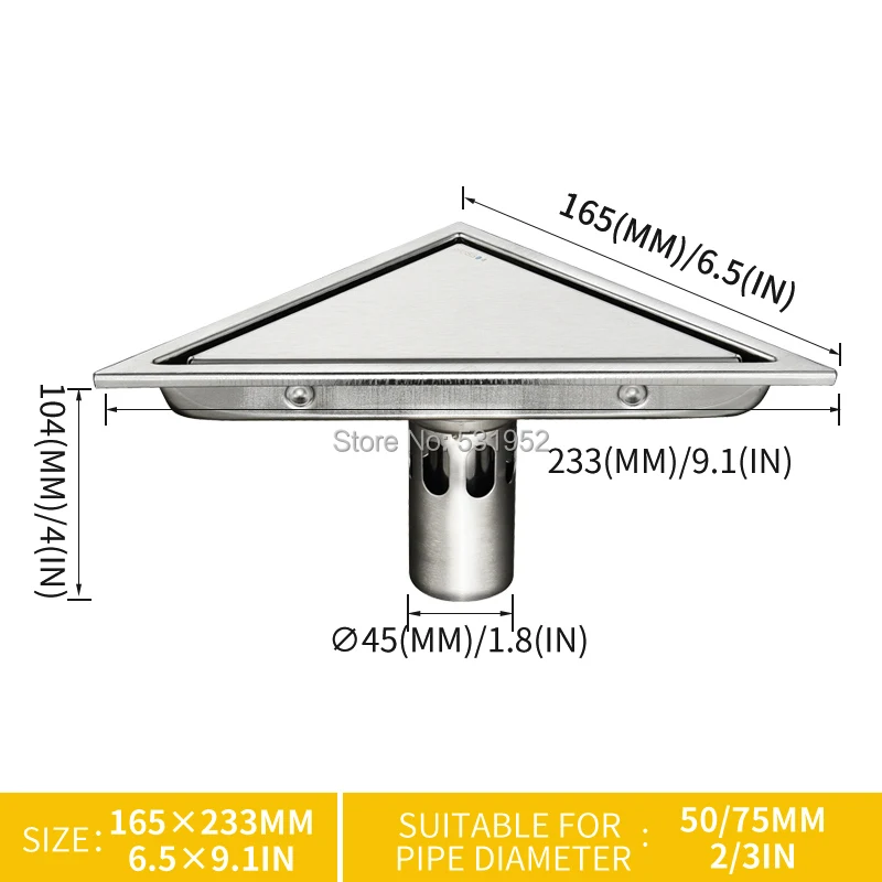 Треугольный Невидимый водосток пола, балкон, ванная комната, угловой слив, дезодорант, скрытый тип, плитка, вставка, душ, слив, быстрый дренаж