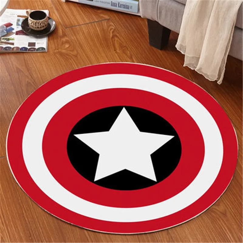 Красный Капитан Америка щит круглый коврик Tapis ШАМБРЕ Bebe для мальчиков ковры для спальни Tapis Enfant ШАМБРЕ ковер для спальни - Цвет: Красный