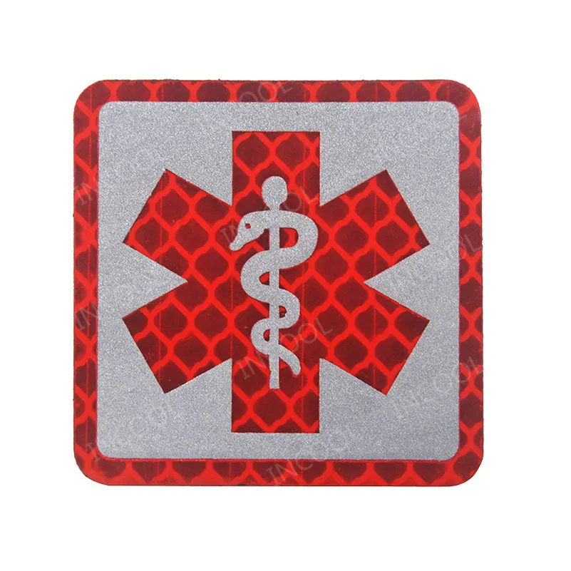 Reflective Medic Red Cross EMT Star of Life Embroidery Patch Military Morale Patches Tactical Emblem Applique Embroidered Badges - Color: 4