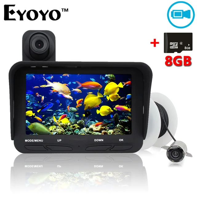 Best price at $111 Cheap Eyoyo 20m Professional Fish Finder DVR Video Recorder 6 Infrared LED Underwater Fishing Camera+Overwater Camera+Free 8GB TF Card