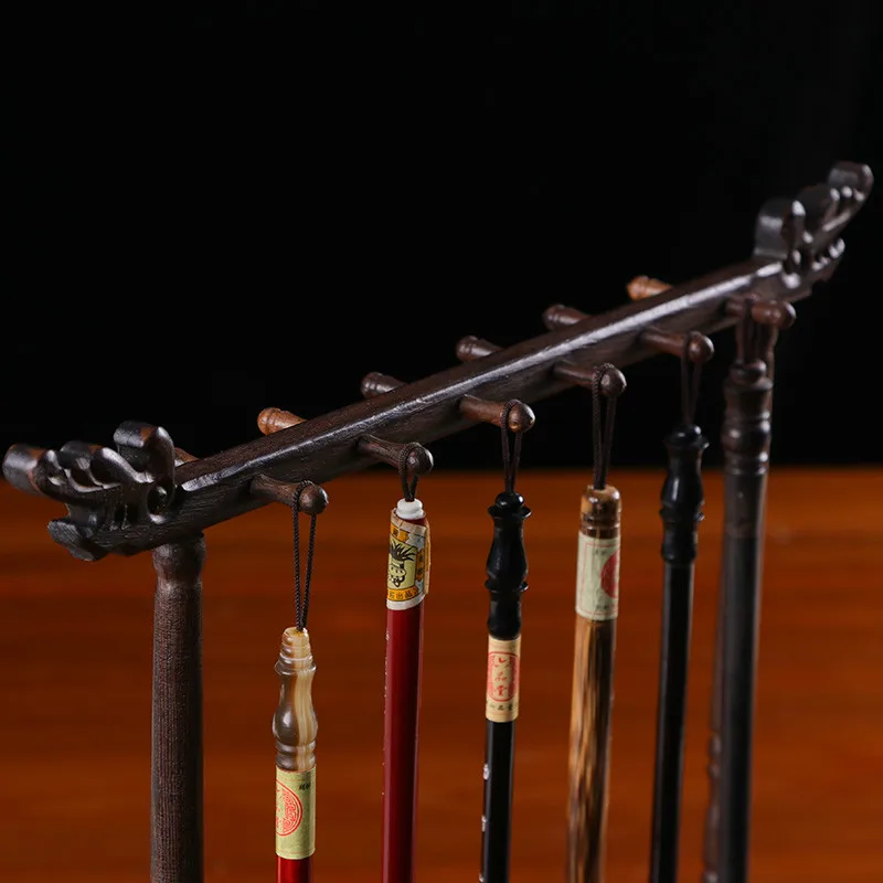 Online Chinesische Pinsel Aufhänger Kalligraphie Stift Halter Mahagoni Holz Ständer Hängen Pinsel Stift Rest Chinesischen Stil Schreibtisch Dekor Kunst Liefert