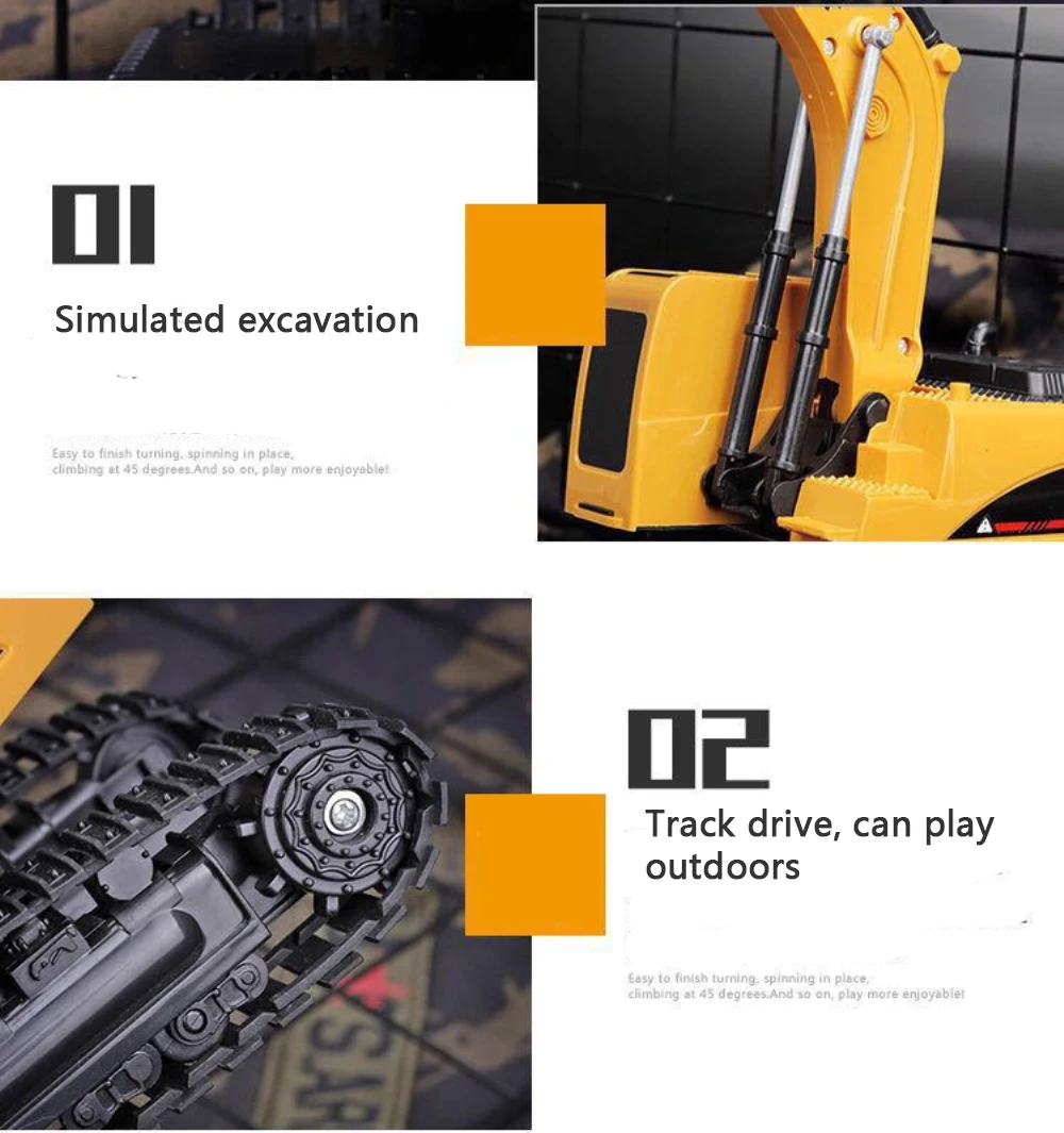 RC Cars hot 2.4Ghz 6 Channel 1:24 RC Excavator toy RC Engineering Car Alloy and plastic Excavator RTR For kids Christmas gift control car