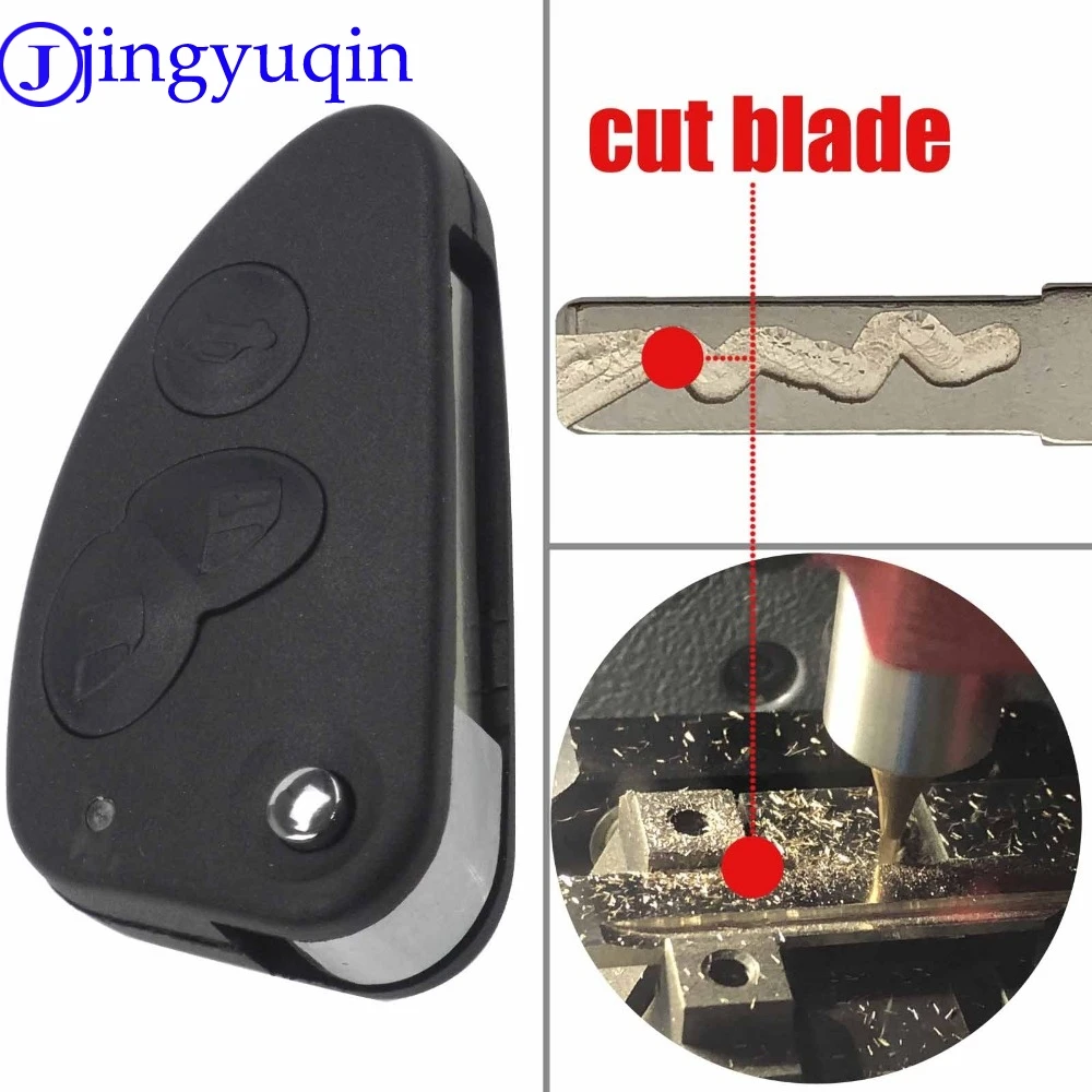 

jingyuqin cut blade Replacement 3 Buttons Remote Flip Folding Car Key Case Cover Fob For Alfa Romeo 147 156 166 GT With Logo