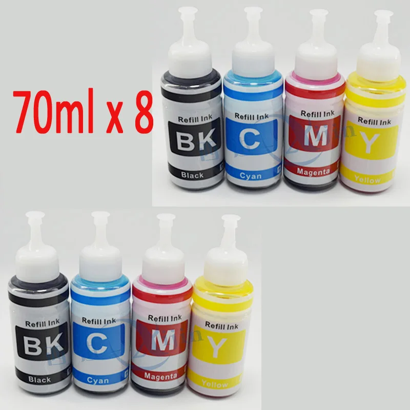 XIJIN 70 мл 8 шт. чернила для заправки комплект совместимый для L100 L110 L120 L132 L210 L222 L300 L312 L355 L350 L362 чернила для принтера картриджа